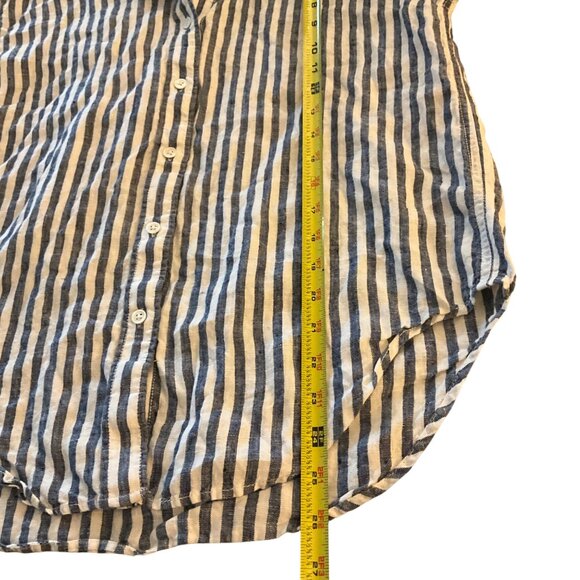 J.Crew Womens XS Relaxed Fit Blue & White Striped Linen Button-Up Shirt coastal - Picture 7 of 8